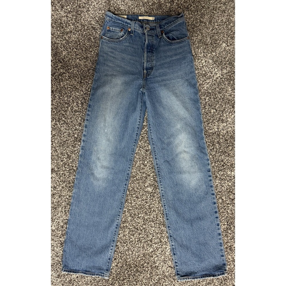 Levi's Women's Medium Blue Ribcage Straight Ankle Jeans Size 26 X 30 Button Fly